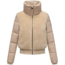 Navahoo Damen, Teddy-Fleecejacke warme Winterjacke mit hohem Kragen Teddyzone 14 beige, Gr. XL - XL