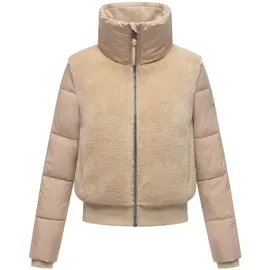 Navahoo Damen, Teddy-Fleecejacke warme Winterjacke mit hohem Kragen Teddyzone 14 beige, Gr. XL - XL