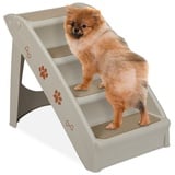 relaxdays Haustiertreppe Hundetreppe 4 Stufen, Grau beige|grau