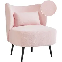 Beliani Sessel OTSBY Bouclé 60 x 76 x 55 cm Pastellrosa mit Kissen