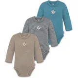 Normani Outdoor Sports 3er Pack Baby Merino Langarmbody „Tuai" in Blau/Grau/Beige | Gr.: 92