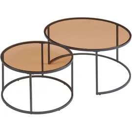 [en.casa] Couchtisch 2er Set Kokkola Rauchglas, braun