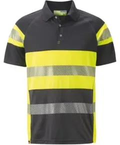 Holex Warnschutz Polo-Shirt, grau / gelb, Unisex-Größe: M