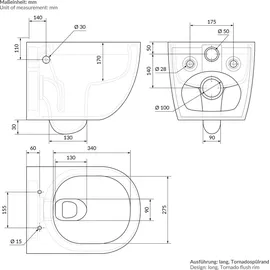luxebath Wand-WC mit WC-Sitz Weiß Nano
