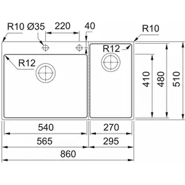 Franke BOX CENTER, BWX 220-54-27 A, 860 x 510 mm