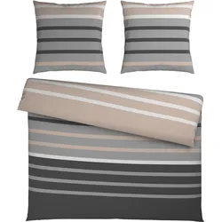 Bettwäsche Streif XXL Schwarz/Beige ca. 200x200cm