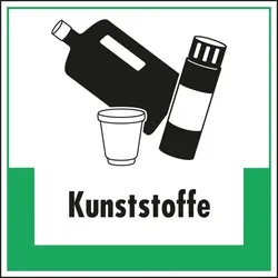 Schild I Abfallkennzeichen Kunststoffe, mit Symbol und Text, Kunststoff, 200x200mm