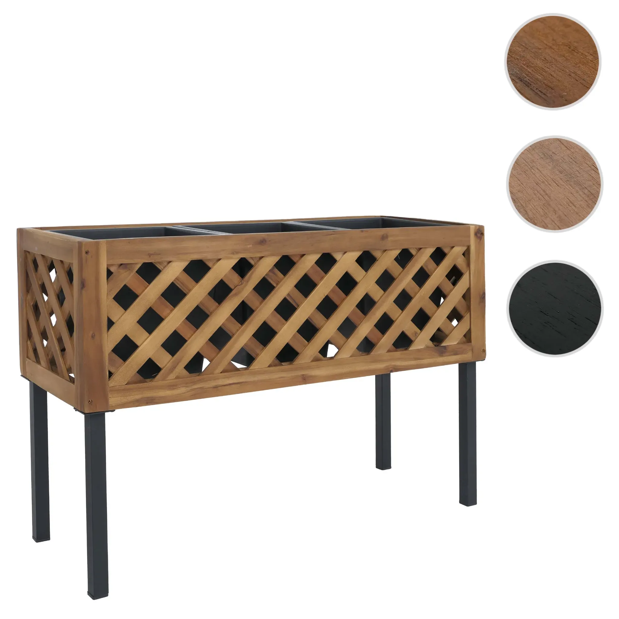 Hochbeet HWC-P86, Blumen-/Pflanzkasten Pflanzgefäß, In-/Outdoor Akazie Holz FSC®-zertifiziert 59x82x32cm ~ braun