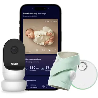 Owlet Dream Sock + Cam 2 - Pulsoximeter, Liveübertragung der Sauerstoffsättigung, Herzfrequenz -und des Schlafverhaltens (Mint