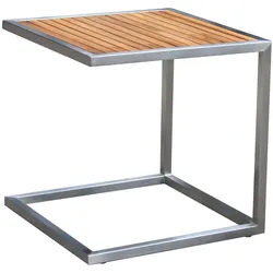 OUTFLEXX Beistelltisch, silber/natur, Edelstahl/FSC-Teakholz, 45x45cm, Tischplattenstärke 1,2cm