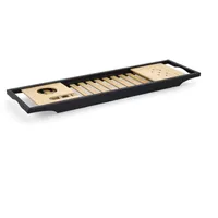 Zeller Badregal, Schwarz, Naturmaterialien, 20x3.5x70 cm Badezimmer, Badezimmerregale, Badregale