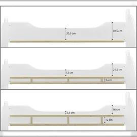 Erst-Holz Seniorenbett extra hoch weiß 100x200 Holzbett Einzelbett Gästebett 60.40-10WoR