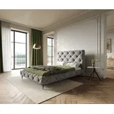 DeLife Polsterbettgestell Nayara 140x200 cm Mikrofaser Grau, Polsterbetten