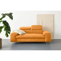 2-Sitzer COTTA "Chef" Sofas Gr. B/H/T: 196cm x 72cm x 105cm, Leder PAMPAS, mit Kopfteilverstellung, braun (amber) 2-Sitzer mit eleganter Steppung, Bodenfreiheit 12,5 cm