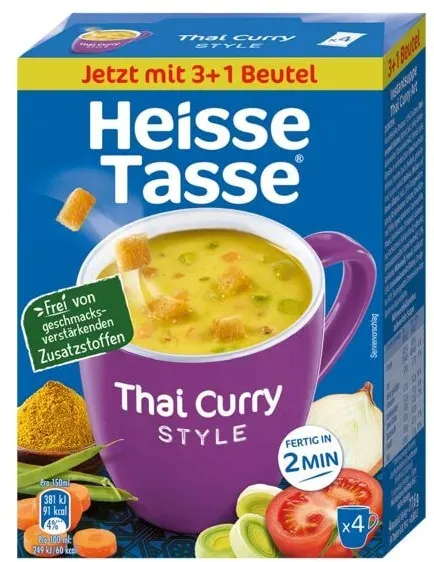 Heisse Tasse Instant-Suppe »Thai Curry Style« - 4 x 19,4 g