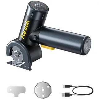 Fanttik C8 Nano Elektrische Schere, Kartonschneider Elektrisch mit Bildschirm, LED-Licht, 3 Geschwindigkeitsstufen, Wiederaufladbarer Akku, Geeignet für Stoffe, Teppiche, Leder, Kartons - Schwarz