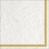 Ambiente Home Elegance Lea Servietten mit geprägtem Motiv, 3-lagig, 33 cm, Weiß 15 Stück