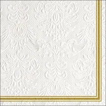Ambiente Home Elegance Lea Servietten mit geprägtem Motiv, 3-lagig, 33 cm, Weiß 15 Stück