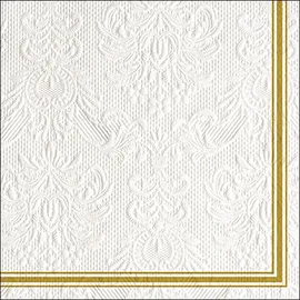 Ambiente Home Elegance Lea Servietten mit geprägtem Motiv, 3-lagig, 33 cm, Weiß 15 Stück