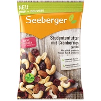 Seeberger Studentenfutter mit Cranberries: Nuss-Frucht-Mischung aus gerösteten Cashews, Mandeln und Erdnüssen - mit Cranberries - reich an Vitamin E, vegan (1 x 125 g)