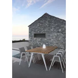 Natur24 Gartenstuhl 2er Set 57 x 65 x 84 cm weiß mit Quick-Dry Polster grau