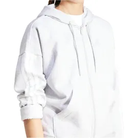 adidas Essentials 3-Stripes Full-zip Fleece Hoodie light grey heather/white XS