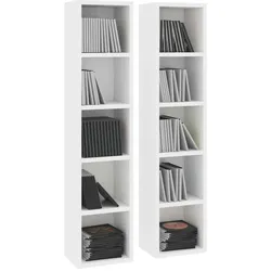 vidaXL CD-Regale 2 Stk. Weiß 21x16x93,5 cm Holzwerkstoff