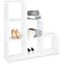 Relaxdays Stufenregal 2er Set 6 Fächer 40 x 30 x 120 cm Weiß