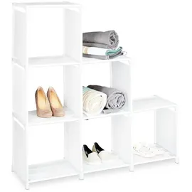 Relaxdays Stufenregal 2er Set 6 Fächer 40 x 30 x 120 cm Weiß