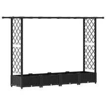 vidaXL Hochbeet mit Rankgitter und Dach 203 x 40 x 123 cm Schwarz