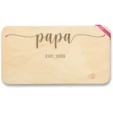 Frühstücksbrettchen Holz Natur - Papa est. Jahreszahl I Geschenk für Papa I Vatertag I Werdender Papa Geschenkidee - 22x12 - Holz - vater sohn geschenke vesperbrett vatertagsgeschenk brettchen