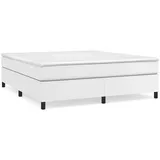 vidaXL Boxspringbett mit Matratze Weiß 160x200 cm Kunstleder