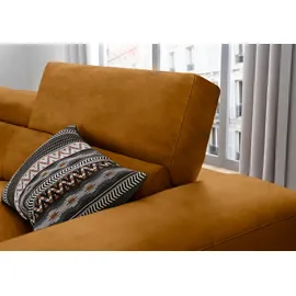 W.Schillig Ecksofa "piedroo, Designsofa mit tollem Sitzkomfort, bequem und elegant, L-Form", gelb (brandy s37), B:343cm H:70cm T:193cm, Stoff S37 (100% Polyester): Luxus-Microfaser in Lederoptik, Sofas, Ecksofa, Kopfteilverstellung, wahlweise mit