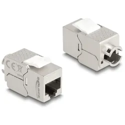 Delock Keystone Modul RJ45 Buchse zu LSA Cat.6A Slim werkzeugfrei, RJ45, Silber,