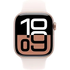 Apple Watch Series 10 GPS + Cellular 42 mm Aluminiumgehäuse roségold Sportarmband blassrosa S/M