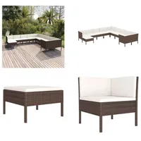 vidaXL 11 tlg. Garten Lounge Set mit Auflagen Poly Rattan Braun - Garten-Sofagarnitur - Garten-Sofagarnituren - Gartensofa-Set - Gartensofa-Sets - Braun