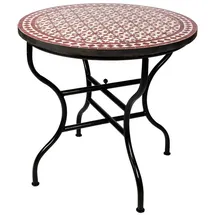 Marrakesch Orient & Mediterran Interior Albaicin Mosaiktisch Ø 100 x 75 cm Bordeaux/Natur