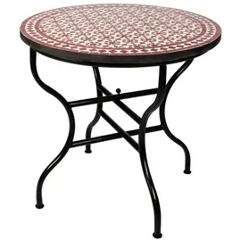 Marrakesch Orient & Mediterran Interior Albaicin Mosaiktisch Ø 100 x 75 cm Bordeaux/Natur