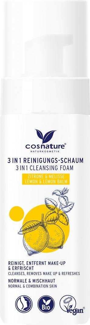 Cosnature, Gesichtsreinigung, Foaming Cleanser 3in1 natural cleansing foam with lemon and lemon balm 150ml (Schaum, 150 ml)