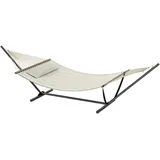 Hängematte Mit Gestell Stabhängematte Stahlgestell Kopfkissen Querstreben 368x140x110cm Creme