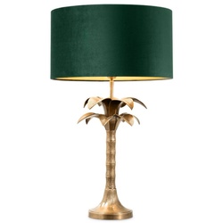 Casa Padrino Luxus Tischleuchte Palme Vintage Messing / Grün Ø 45 x H. 76 cm - Schreibtischleuchte im Palmen Design - Luxus Tischleuchten - Luxus Möbel - Luxus Qualität