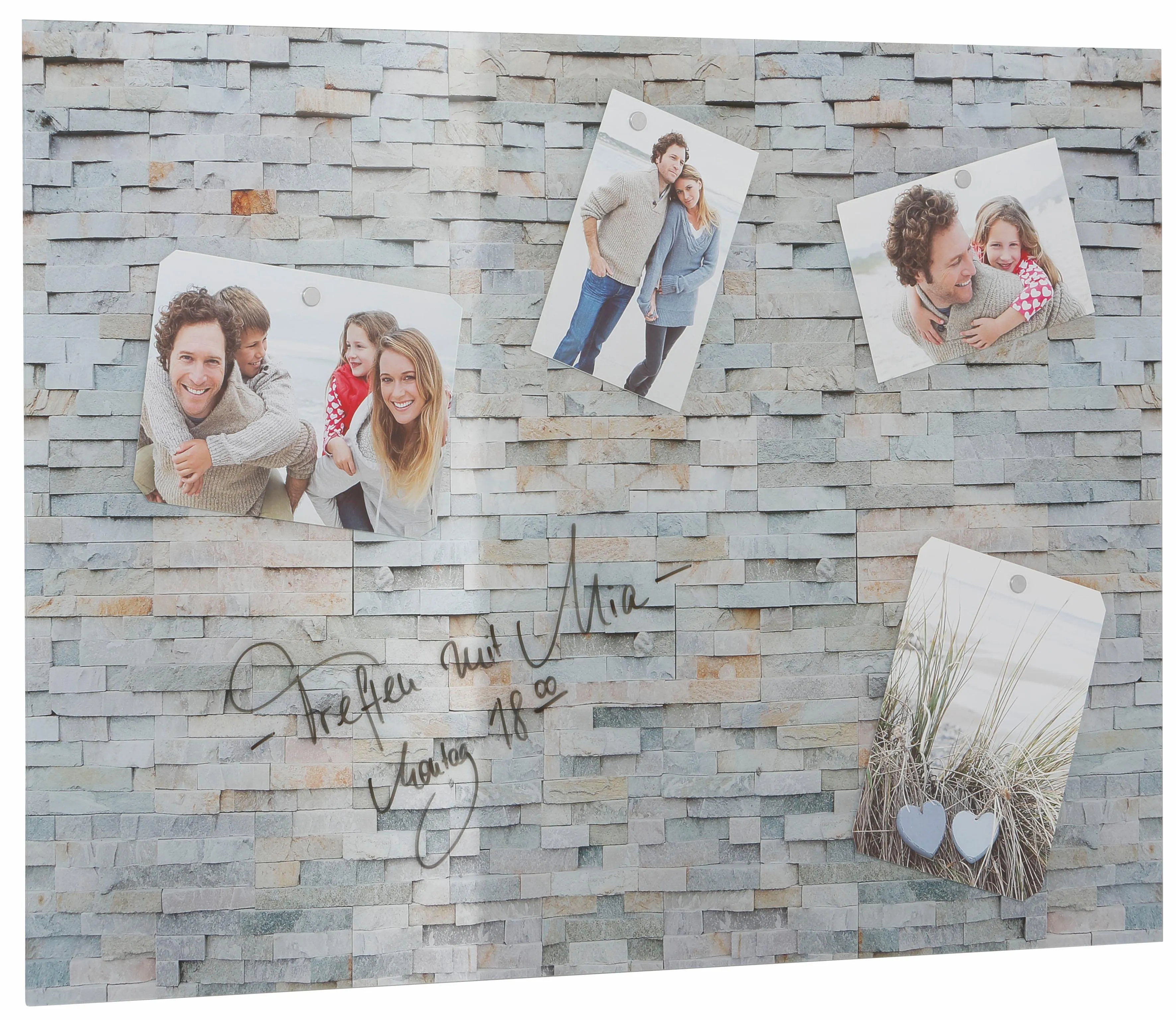 Magnettafel HOME AFFAIRE "Stone Wall" Tafeln Gr. B/H: 70cm x 50cm, schwarz Memoboard, Acrylglas, Stein, magnetisch, Tafel