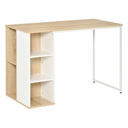HOMCOM Schreibtisch Schreibtisch Tisch mit Bücherregal weiß