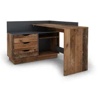 Freiraum Winkelschreibtisch >Belfast< in Old-Wood/Anthrazit 129 x 83,5 x