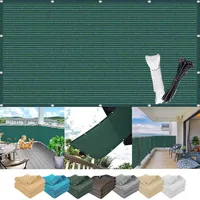 Sichtschutz Balkon Sichtschutz 1.1 x 3.5 m, 96% Privatsphäre, Windschutz Staubschutz Wetterfest, Beständig, Anti-Uv, Balkon Wetterfeste Balkonabdeckung, mit Ösen Kordel, für Garten, Grün