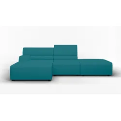 Ecksofa EGOITALIANO "Babouche, Designsofa mit außergewöhnlichem Sitzkomfort zum Wohlfühlen", blau (türkis), B:287cm H:80cm T:98cm, Leder CAREZZA (echtes Rindsleder) ist ein Naturleder, dass die ursprünglichen Eigenschaften der Haut nicht verändert. Das Vorhandensein von verheilten Narben, Körnungsunterschiede, Falten, Adern, Unterschiede in den Farbtönen und andere Spuren, die die Natur auf diesen Fellen hinterlassen hat, sind ein Beweis für die absolute Echtheit und das Zeugnis ihres großen Wertes., Sofas