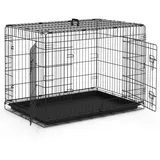 VOUNOT Hundekäfig Klappbar L 92 x 58 x 64 cm Schwarz