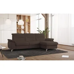 Ecksofa SIT & MORE "Astoria L-Form", braun, B:260cm H:91cm T:175cm, 100% Polyester, Sofas, wahlweise mit motorischer Relaxfunktion