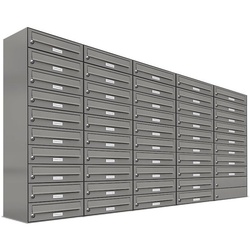 AL Briefkastensysteme Wandbriefkasten 48er Premium Briefkasten Aluminiumgrau RAL 9007 für Außen Wand 5×10 grau