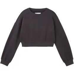 TOM TAILOR Mädchen Cropped Sweatshirt, grau, Uni, Gr. 152